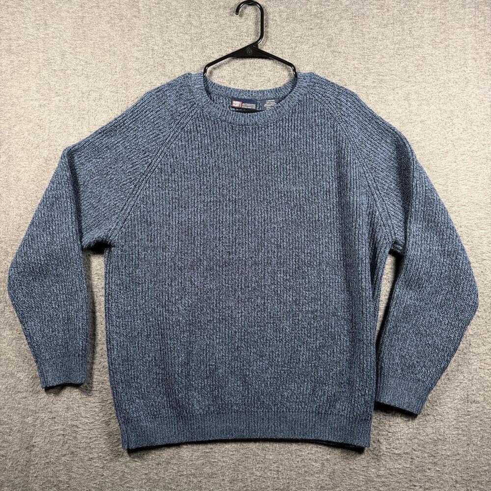 Vintage Y2K Faded Glory Sweater Mens Large Blue Crewneck Knit Pullover Acrylic